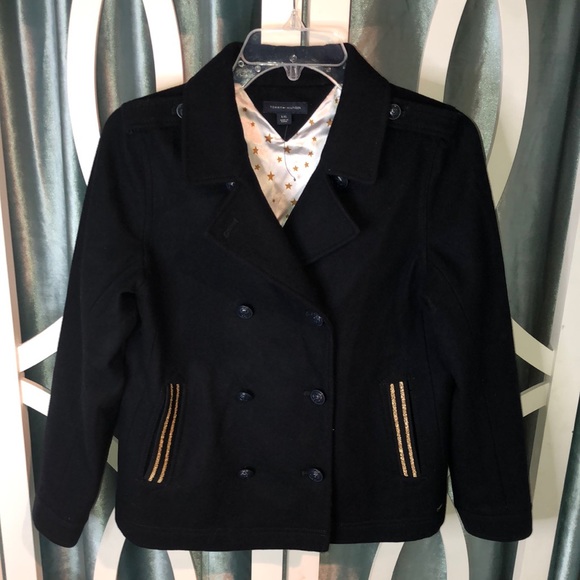 Girls Tommy Hilfiger Wool Blend Military Style Pea Coat